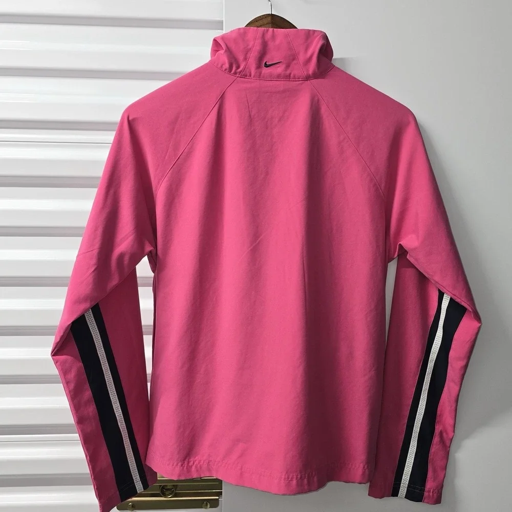 Nike Womens Medium Pink Full Zip Running Jacket Windbreaker Swoosh EUC